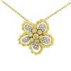 Image 2 : 18k Yellow and White Gold 1.22 ctw Diamond Cluster Flower Pendant Necklace