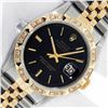 Image 1 : Rolex Mens 2 Tone Black Index Pyramid Diamond Bezel Datejust Wristwatch With Rol
