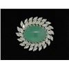 Image 1 : Estate Platinum 22.45 ctw Cabochon Jade & Marquise Diamond Dual Swirl Pin Brooch
