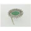 Image 3 : Estate Platinum 22.45 ctw Cabochon Jade & Marquise Diamond Dual Swirl Pin Brooch