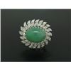 Image 5 : Estate Platinum 22.45 ctw Cabochon Jade & Marquise Diamond Dual Swirl Pin Brooch
