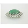 Image 9 : Estate Platinum 22.45 ctw Cabochon Jade & Marquise Diamond Dual Swirl Pin Brooch