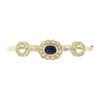 Image 1 : Vintage 18k Gold 4.0 ctw Bezel Oval Sapphire & Pave Round Diamond Bangle Bracele