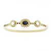 Image 2 : Vintage 18k Gold 4.0 ctw Bezel Oval Sapphire & Pave Round Diamond Bangle Bracele