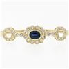 Image 4 : Vintage 18k Gold 4.0 ctw Bezel Oval Sapphire & Pave Round Diamond Bangle Bracele