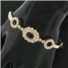 Image 6 : Vintage 18k Gold 4.0 ctw Bezel Oval Sapphire & Pave Round Diamond Bangle Bracele