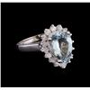 Image 1 : 2.52 ctw Aquamarine and Diamond Ring - 14KT White Gold
