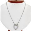 Image 3 : Antique 14k White Gold 1.00 ctw Single Cut Diamond Open Heart Pendant Necklace