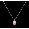 Image 2 : 14KT White Gold 4.90 ctw Coral and Diamond Pendant With Chain