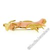 Image 3 : Vintage 14kt Yellow Gold Large Natural Angel Skin Coral Branch & Leaf Brooch