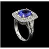 Image 4 : 3.86 ctw Tanzanite and Diamond Ring - 14KT White Gold