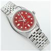 Image 3 : Rolex Mens Stainless Red Diamond 36MM Datejust Oyster Perpetual Wristwatch