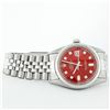 Image 4 : Rolex Mens Stainless Red Diamond 36MM Datejust Oyster Perpetual Wristwatch