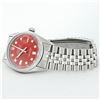 Image 5 : Rolex Mens Stainless Red Diamond 36MM Datejust Oyster Perpetual Wristwatch