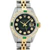 Image 1 : Rolex Ladies 2 Tone Green Vignette Diamond Datejust Wristwatch