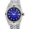 Image 1 : Rolex Mens Stainless Steel Blue Vignette Diamond & Sapphire Datejust Wristwatch