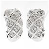 Image 2 : 18K White Gold 1.09 ctw Round Brilliant Pave Diamond Braided Cuff Omega Earrings