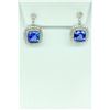Image 1 : 18KT White Gold 5.95 ctw Tanzanite and Diamond Earrings