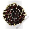Image 3 : Vintage 14kt Yellow Gold and Silver Top Old Cut Garnet Cluster Ring