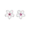 Image 1 : 1.67 ctw Round Mixed Pink Sapphires And Round Brilliant Cut Diamond Earrings - 1