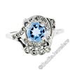 Image 1 : Art Deco 14kt White Gold 1.45 ctw Round Aquamarine and Diamond Cocktail Ring