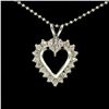 Image 2 : 14k White Gold 0.40 ctw Round Brilliant Diamond Open Heart Pendant 16" Bead Chai