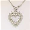Image 3 : 14k White Gold 0.40 ctw Round Brilliant Diamond Open Heart Pendant 16" Bead Chai