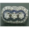 Image 2 : Vintage 18kt White Gold and Blue Enamel 1.15 ctw Diamond Ring