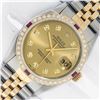 Image 1 : Rolex Mens 2 Tone Champagne Diamond & Ruby 36MM Datejust Wriswatch Oyster Perpet