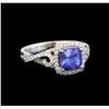 Image 1 : 14KT White Gold 1.62 ctw Tanzanite and Diamond Ring