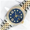 Image 2 : Rolex Mens 2 Tone Blue Diamond 36MM Datejust Wristwatch With Rolex Box