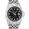 Image 1 : Rolex Mens Stainless Steel Black Diamond Lugs & Pyramid Bezel Datejust Wristwatc