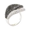 Image 4 : 4.11 ctw Black and White Diamond Ring - 18KT White Gold