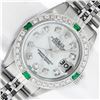 Image 1 : Rolex Ladies Stainless Steel Mother Of Pearl Diamond Emerald 26MM Datejust Wrist