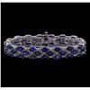 Image 1 : 14KT White Gold 32.00 ctw Sapphire and Diamond Bracelet