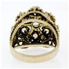 Image 7 : Large Vintage 14K Yellow Gold Round Blue Moonstone Opal Cluster Cocktail Ring