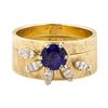 Image 2 : 1.40 ctw Blue Sapphire and Diamond Ring - 14KT Yellow Gold