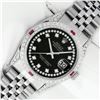 Image 2 : Rolex Mens SS Black String Diamond Lugs & Ruby Oyster Perpetaul Datejust 36MM Wi