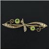 Image 1 : Antique Victorian 9k Gold Old Round Cut Peridot & Seed Pearl Bypass Brooch Pin