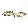 Image 2 : Antique Victorian 9k Gold Old Round Cut Peridot & Seed Pearl Bypass Brooch Pin