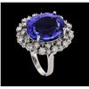 Image 4 : GIA Cert 16.52 ctw Tanzanite and Diamond Ring - 14KT White Gold