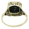 Image 5 : 1925 14k White Gold Prong Set Black Onyx Filigree Dinner Ring