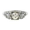 Image 1 : Antique Art Deco Platinum 1.03 ctw European Cut Diamond Buckle Engagement Ring