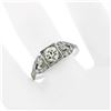 Image 2 : Antique Art Deco Platinum 1.03 ctw European Cut Diamond Buckle Engagement Ring