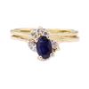 Image 2 : 0.91 ctw Blue Sapphire and Diamond Wedding Set - 14KT Yellow Gold