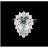 Image 2 : 4.48 ctw Aquamarine and Diamond Ring - 14KT White Gold