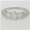 Image 2 : 14k White Gold 1.50 ctw Oval 3 Stone Diamond Promise Engagement Ring w/ Accents