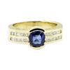 Image 2 : 1.37 ctw Square Cushion Brilliant Blue Sapphire And Diamond Ring - 14KT Yellow G