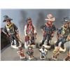 Image 2 : 5 Small Lewis and Clark Whiskey Bottles With Wooden Case- 6"H- 6 Large Custer Whiskey Bottles- Major