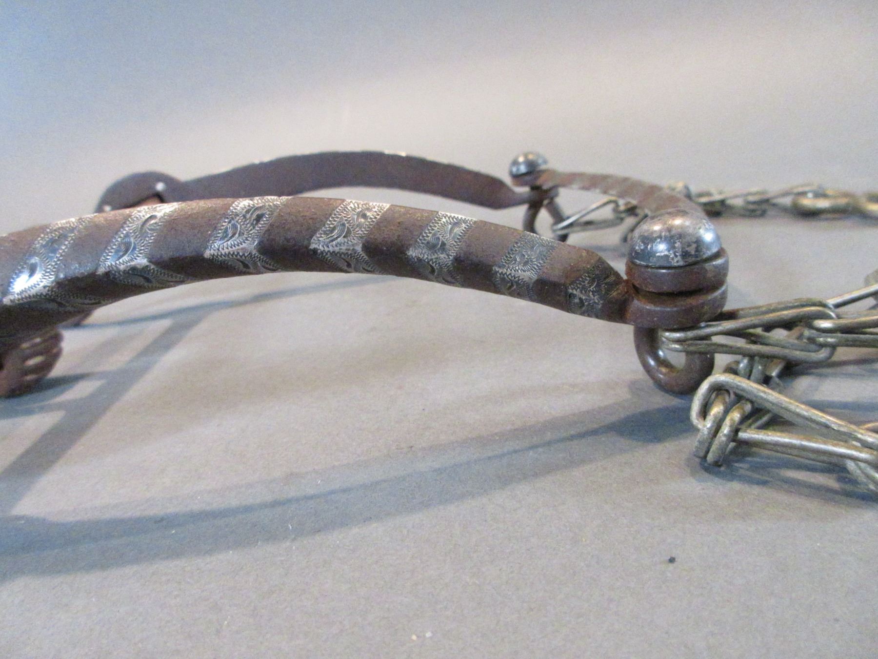 Marked Fleming Silver Inlaid Iron Bit- Loose Jaw Triangled California ...